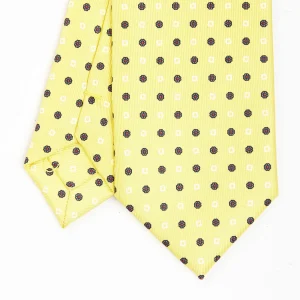 Yellow Sartorial 7 Cm Silk Tie - Small Flower Pattern>E.Marinella Store