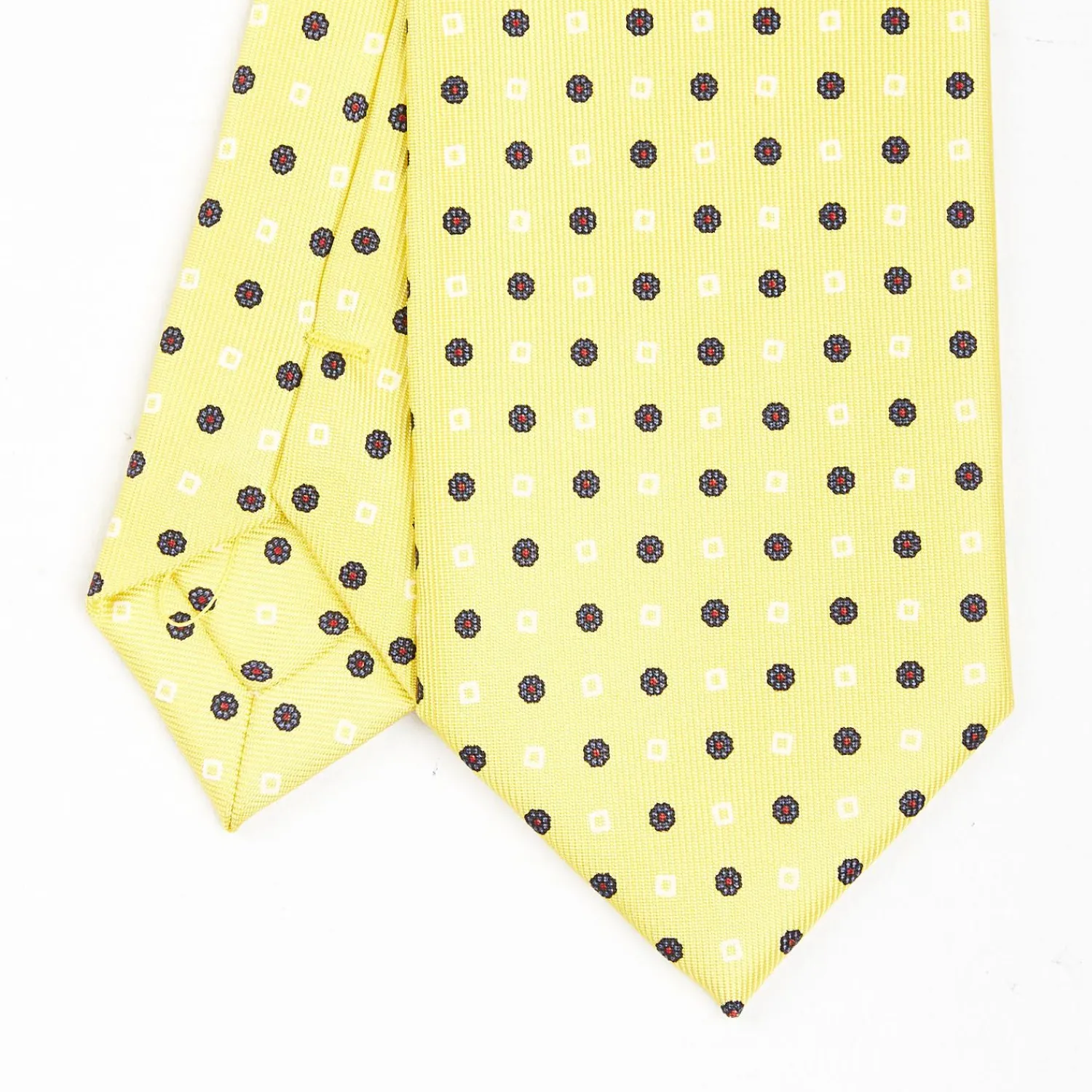Yellow Sartorial 7 Cm Silk Tie - Small Flower Pattern>E.Marinella Store