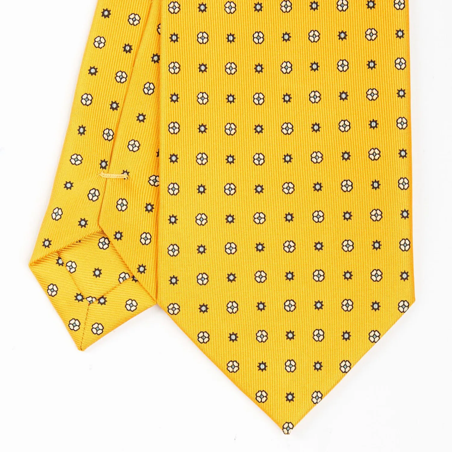 Yellow Sartorial Classic Silk Tie - Small Flower Pattern>E.Marinella Store