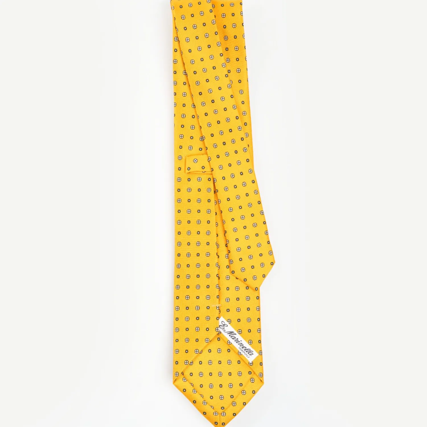 Yellow Sartorial Classic Silk Tie - Small Flower Pattern>E.Marinella Store