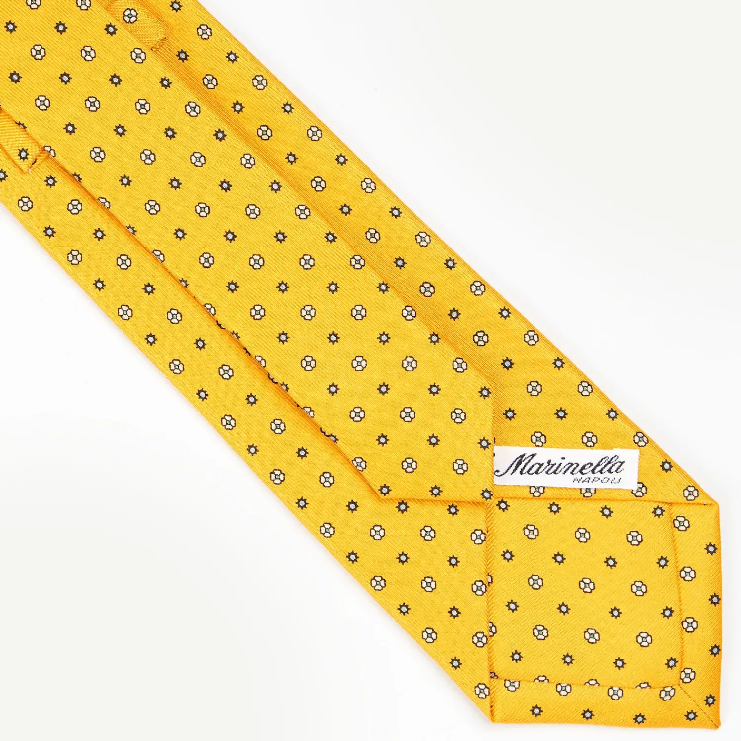 Yellow Sartorial Classic Silk Tie - Small Flower Pattern>E.Marinella Store