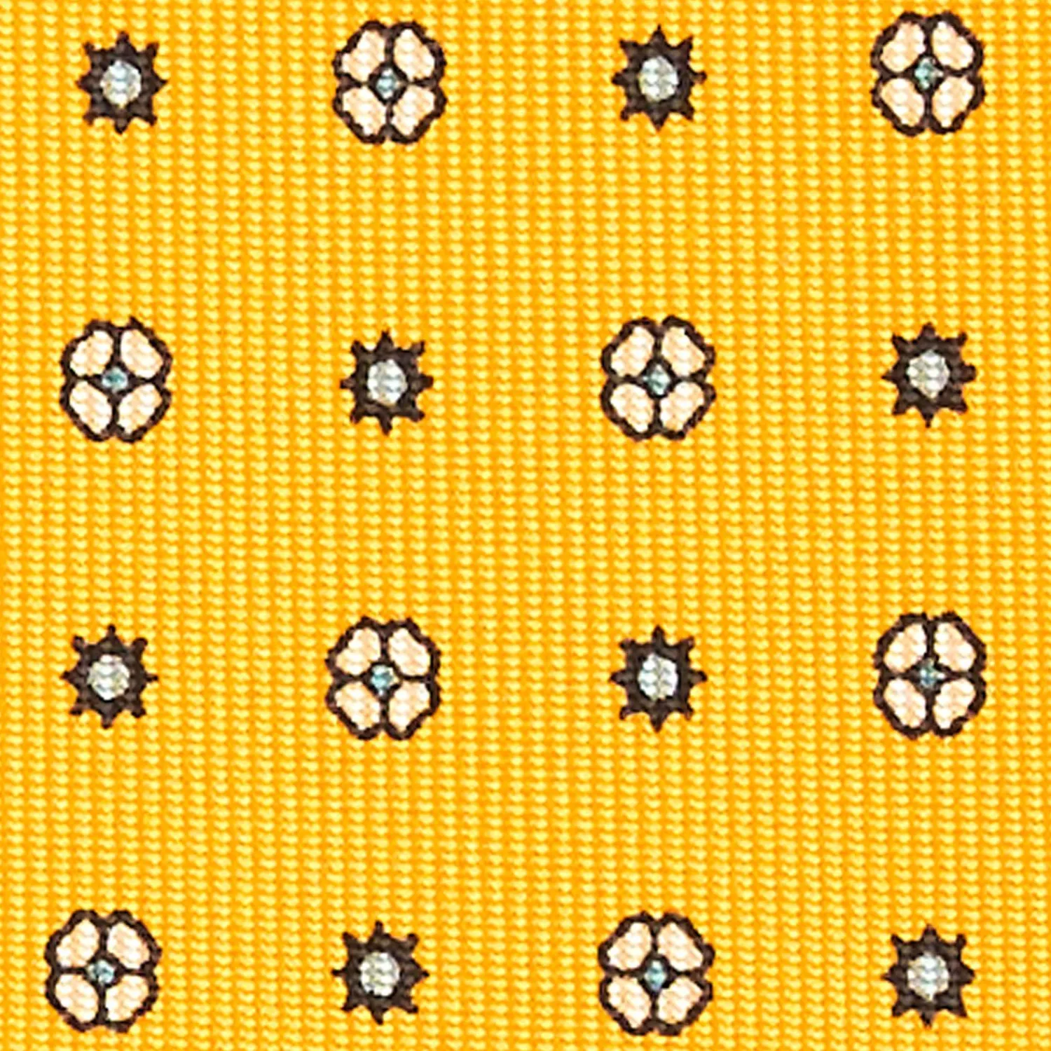 Yellow Sartorial Classic Silk Tie - Small Flower Pattern>E.Marinella Store