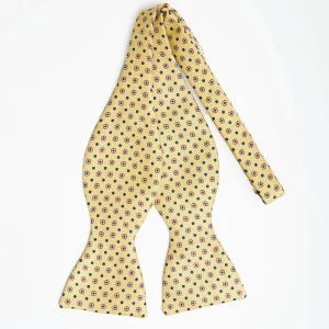 Yellow Silk Bowtie To Self-Tie - Small Flower Pattern>E.Marinella Outlet