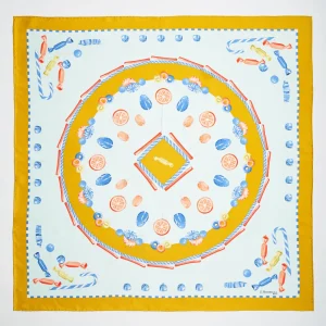 Yellow Silk Scarf 90 - Confetti And Bon Bon>E.Marinella Store