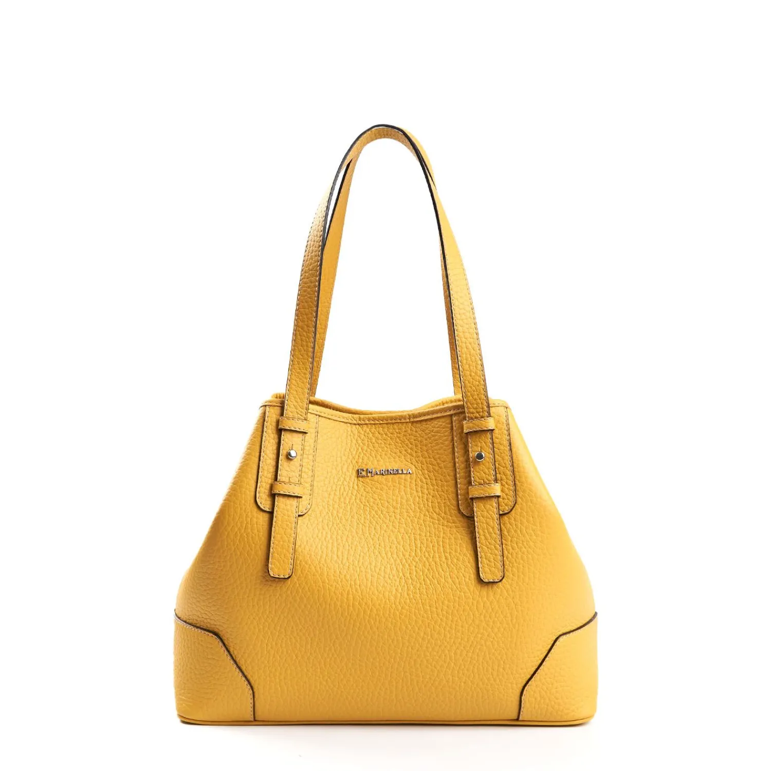 Yellow Textured Leather Midi Tote Bag>E.Marinella Outlet