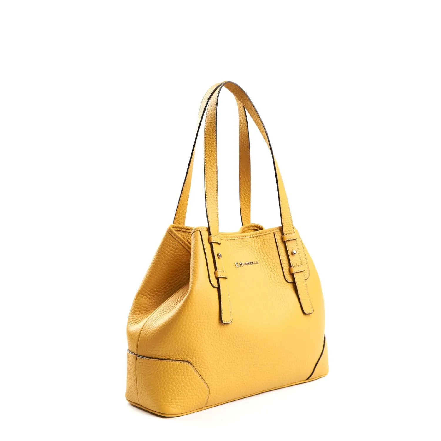 Yellow Textured Leather Midi Tote Bag>E.Marinella Outlet